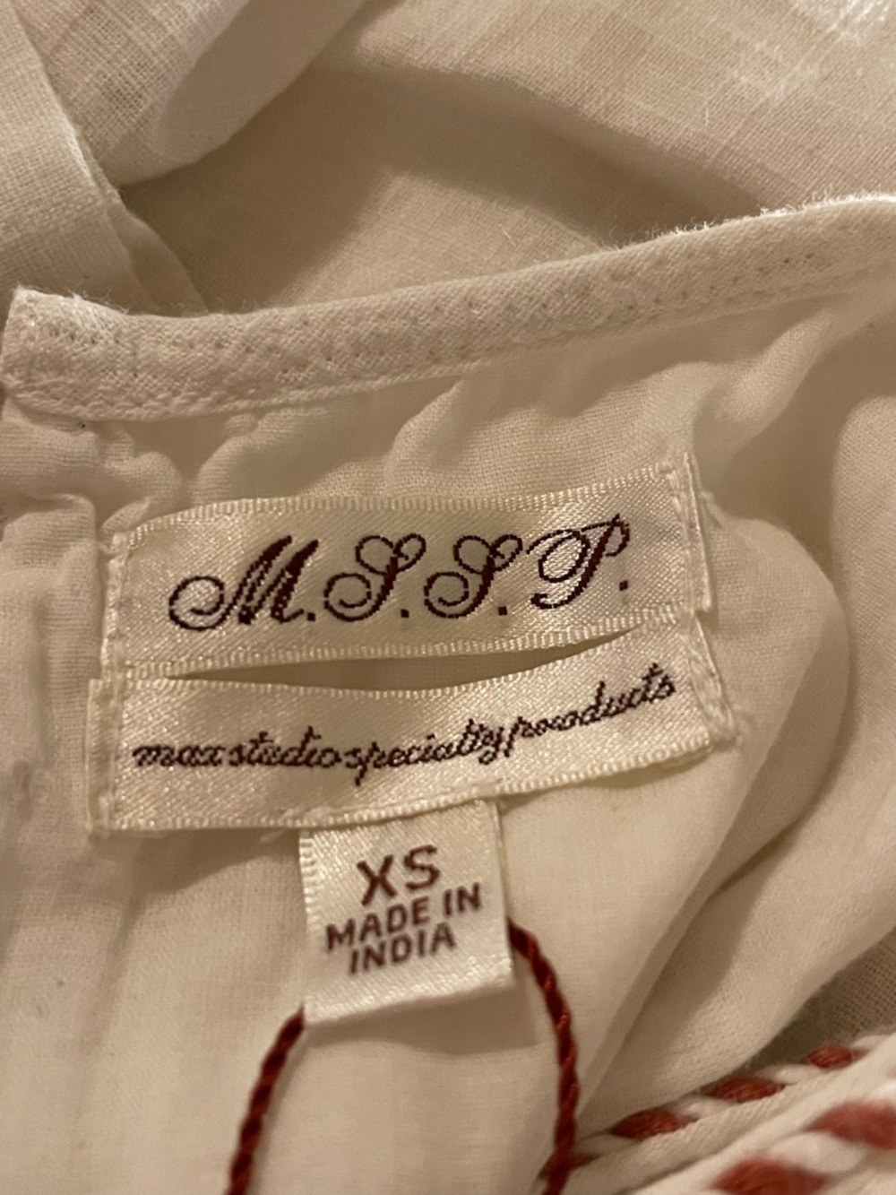 MSSP White Cotton Dress Care Sz XS - Picture 6 of 6